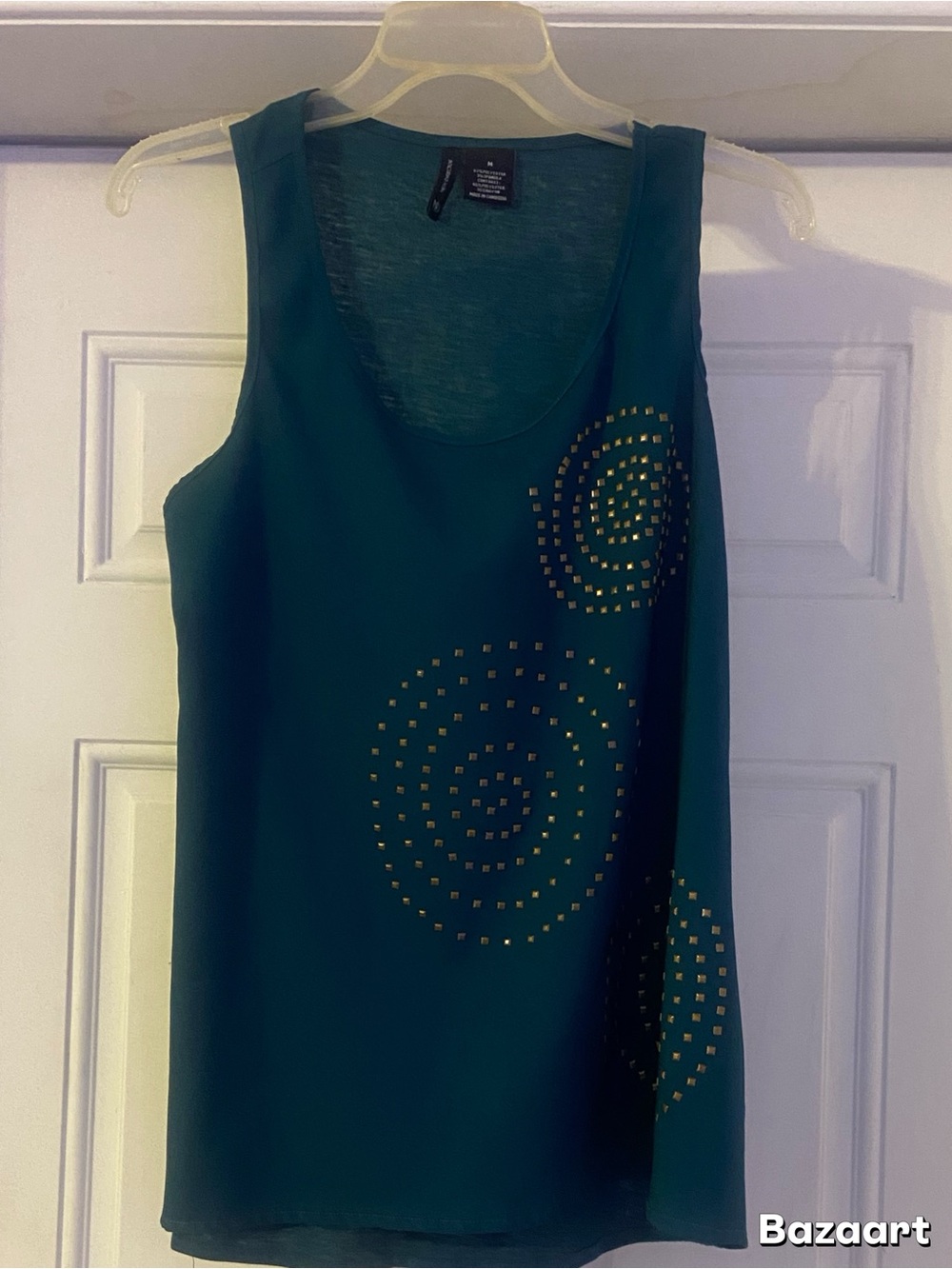 new directions Teal Tank with Gold Stud Spiral Accents